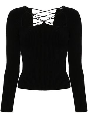 LIU JO ribbed-knit lace-up top - Black