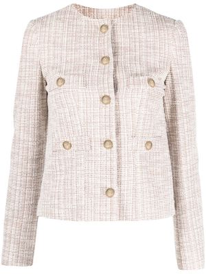 LIU JO round-neck tweed jacket - Neutrals