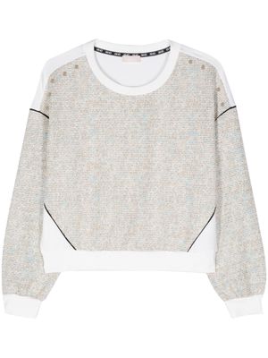 LIU JO round-neck tweed sweatshirt - Neutrals