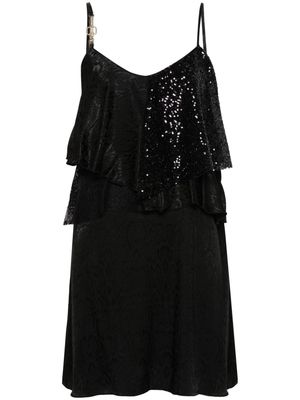 LIU JO ruffled patterned-jacquard midi dress - Black
