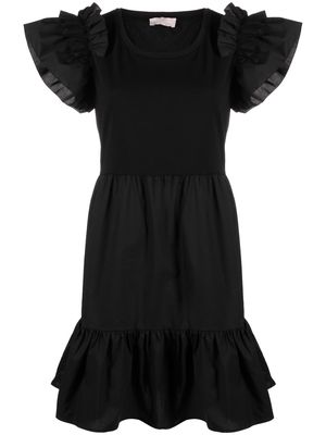 LIU JO ruffled short-sleeves dress - Black