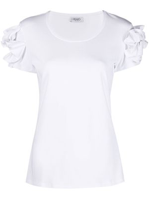 LIU JO ruffled-sleeve detail T-shirt - White