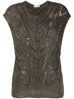 LIU JO sequin-embellished knitted sleeveless top - Green