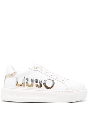 LIU JO sequin-embellished leather sneakers - White
