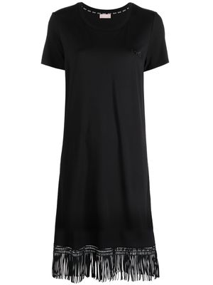 LIU JO short-sleeve fringed T-shirt dress - Black