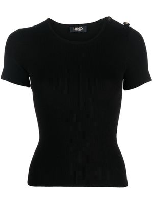 LIU JO short-sleeve ribbed-knit top - Black