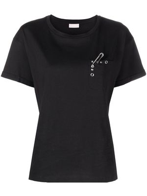 LIU JO silver-tone stud detailing T-shirt - Black