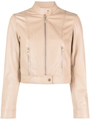 LIU JO slim-cut leather jacket - Neutrals