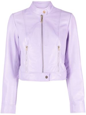 LIU JO slim-cut leather jacket - Purple