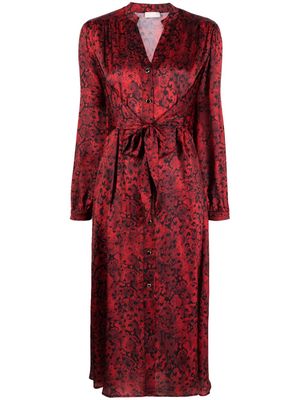 LIU JO snakeskin-print satin-finish dress - Red