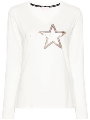 LIU JO star-embellished long-sleeve T-shirt - White