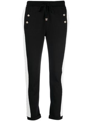 LIU JO stripe-detail drawstring-waist track pants - Black