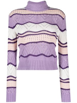 LIU JO striped roll-neck jumper - Purple