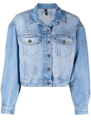 LIU JO studded-detail boxy denim jacket - Blue