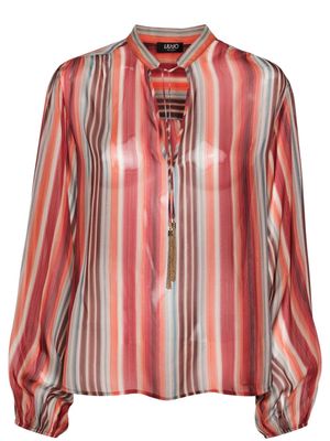 LIU JO tassel-detail striped blouse - Red