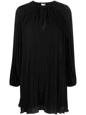 LIU JO tie-fastening crepe pleated minidress - Black