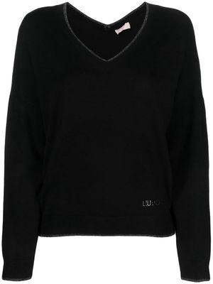 LIU JO V-neck fine-knit jumper - Black