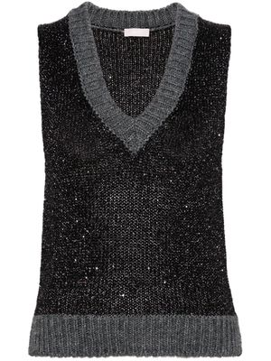 LIU JO v-neck knitted vest - Grey