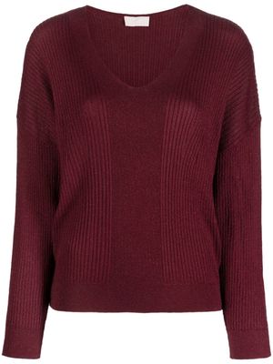 LIU JO V-neck ribbed-knit jumper - Red