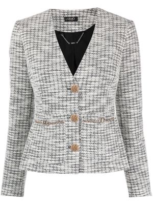 LIU JO V-neck tweed jacket - Grey