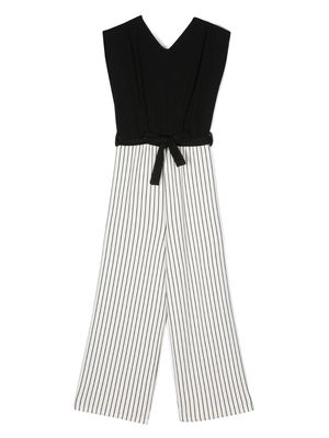 LIU JO wide-leg striped belted jumpsuit - Black