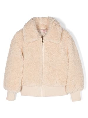 LIU JO zip-up faux-shearling jacket - Neutrals