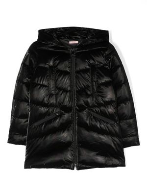 LIU JO zip-up hooded quilted jacket - Black