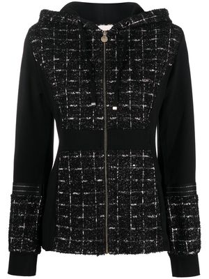 LIU JO zip-up hooded tweed jacket - Black