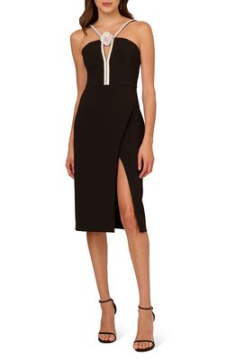 LIV FOSTER Crystal Trim Sheath Cocktail Dress in Black 