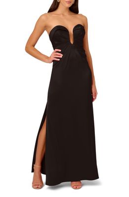 LIV FOSTER Strapless Satin Gown in Black 