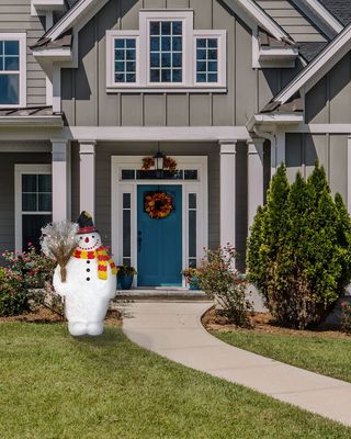 Live Form Snowman with Broom and Top Hat Outdoor Christmas Decoration, 74"