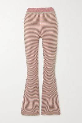 Live The Process - Flora Striped Chenille Flared Pants - Pink