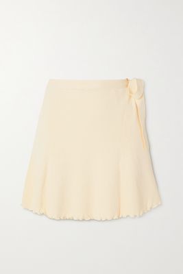 Live The Process - Malia Ruffled Ribbed-knit Mini Wrap Skirt - Ivory
