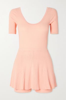 Live The Process - Zena Pleated Ribbed Stretch-knit Mini Dress - Pink