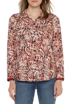 Liverpool Los Angeles Abstract Animal Print Button-Up Shirt