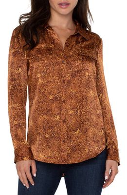 Liverpool Los Angeles Abstract Spot Print Blouse in Autumn Safari P