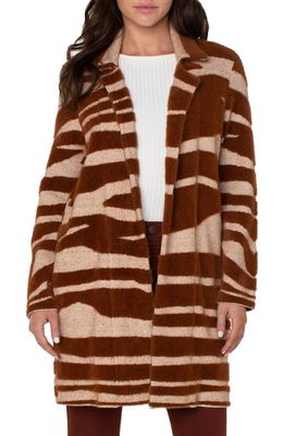 Liverpool Los Angeles Animal Stripe Open Front Coatigan Sweater in Rut/Oat Animal
