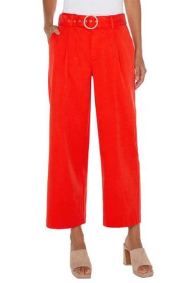 Liverpool Los Angeles Belted Wide Leg Ankle Pants in Coral Blaze
