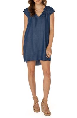 Liverpool Los Angeles Cap Sleeve Chambray Shift Dress in Van Nuys