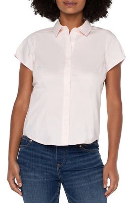 Liverpool Los Angeles Cap Sleeve Fitted Poplin Button-Up Shirt in Light Peony