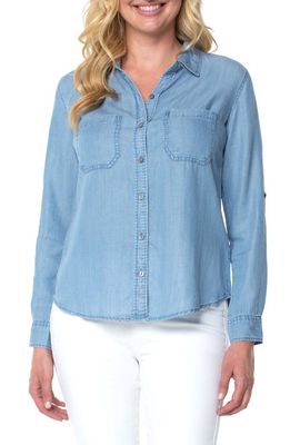 Liverpool Los Angeles Chambray Button-Up Shirt in Malibu Light