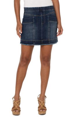 Liverpool Los Angeles Chloe Frayed Pull-On Denim Pencil Miniskirt in Casares Pure