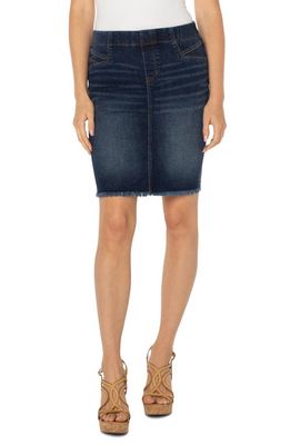 Liverpool Los Angeles Chloe Frayed Pull-On Denim Pencil Skirt in Linville