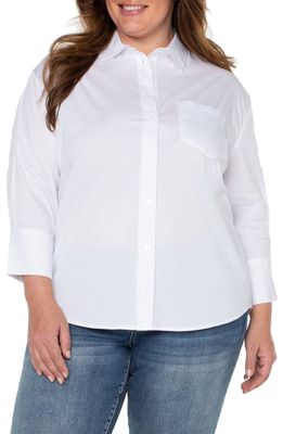 Liverpool Los Angeles Classic Oversized Button-Up Blouse in White