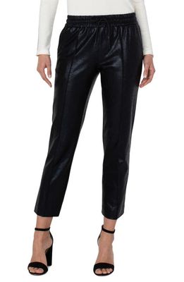 Liverpool Los Angeles Crackle Coated Pull-On Ankle Straight Leg Trousers in Black Crckld Coat