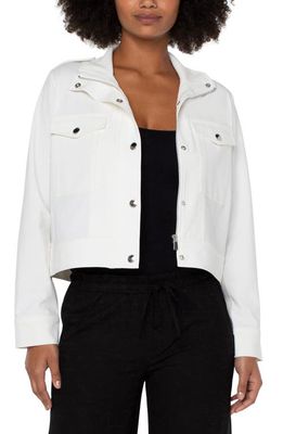 Liverpool Los Angeles Crop Stretch Sateen Utility Jacket in Porcelain