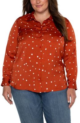 Liverpool Los Angeles Dot Print Sateen Button-Up Shirt in Red