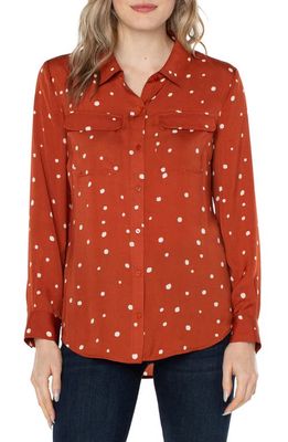 Liverpool Los Angeles Dot Print Woven Shirt in A/O Dot/Mpl Red