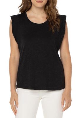 Liverpool Los Angeles Double Layer Flutter Sleeve Top in Black