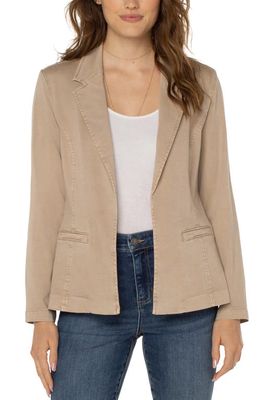 Liverpool Los Angeles Fitted Open Front Twill Blazer in Biscuit Tan